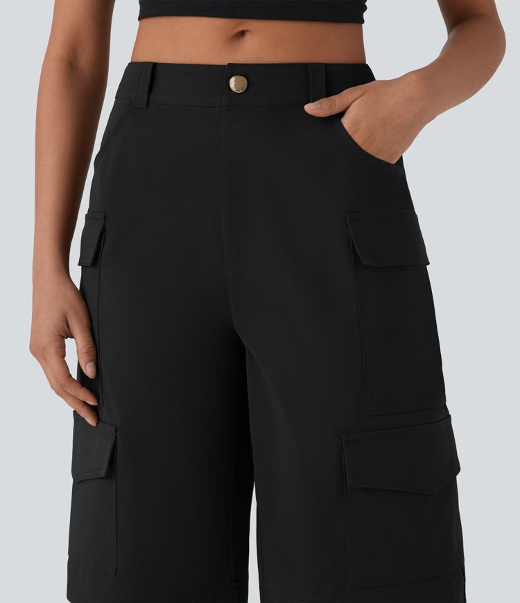 Bermudas cargo múltiple bolsillo tiro medio