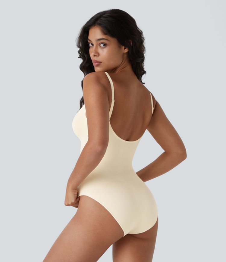 Seamless Flow Adjustable Strap Backless Tummy Control Snap Closure Lounge Sculpting Shapewear Bodysuit