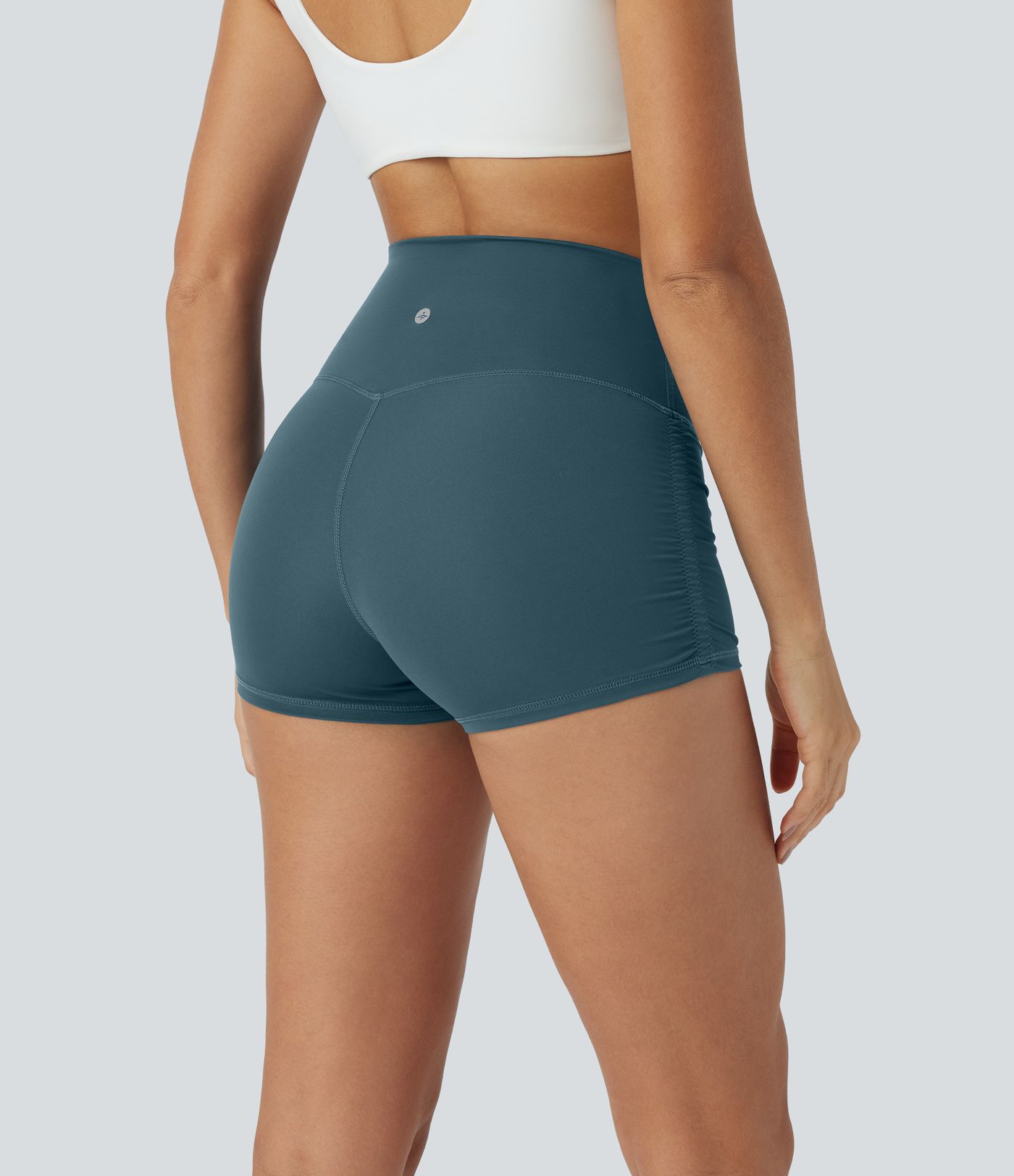 SoftlyZero™ QuickDry High Waisted Tummy Control Ruched Running Biker Shorts 2.5''