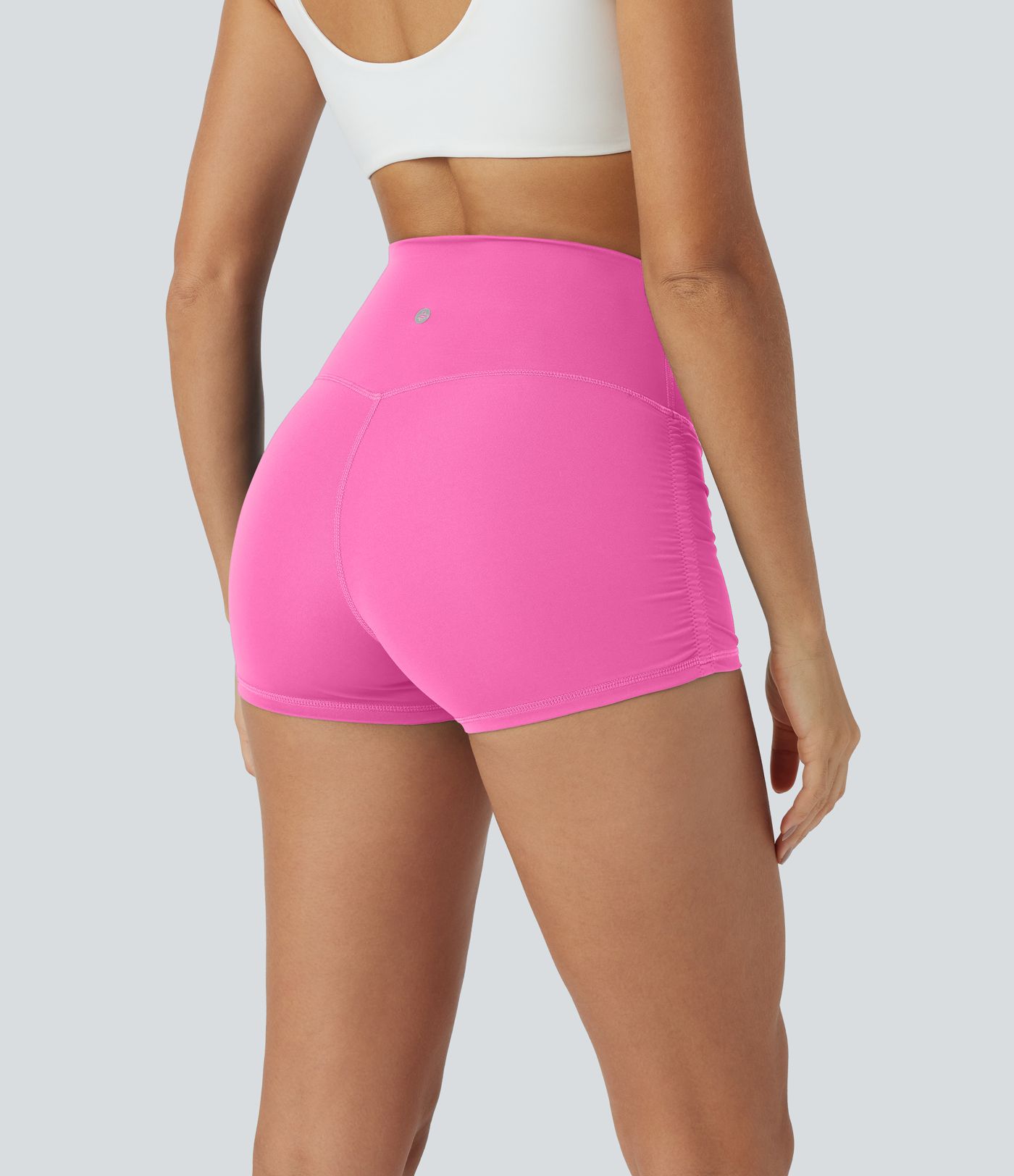 SoftlyZero™ QuickDry High Waisted Tummy Control Ruched Running Biker Shorts 2.5''