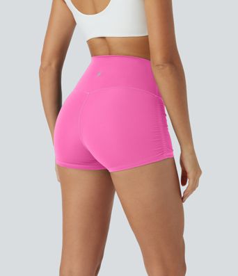 SoftlyZero™ QuickDry High Waisted Tummy Control Ruched Running Biker Shorts 2.5''