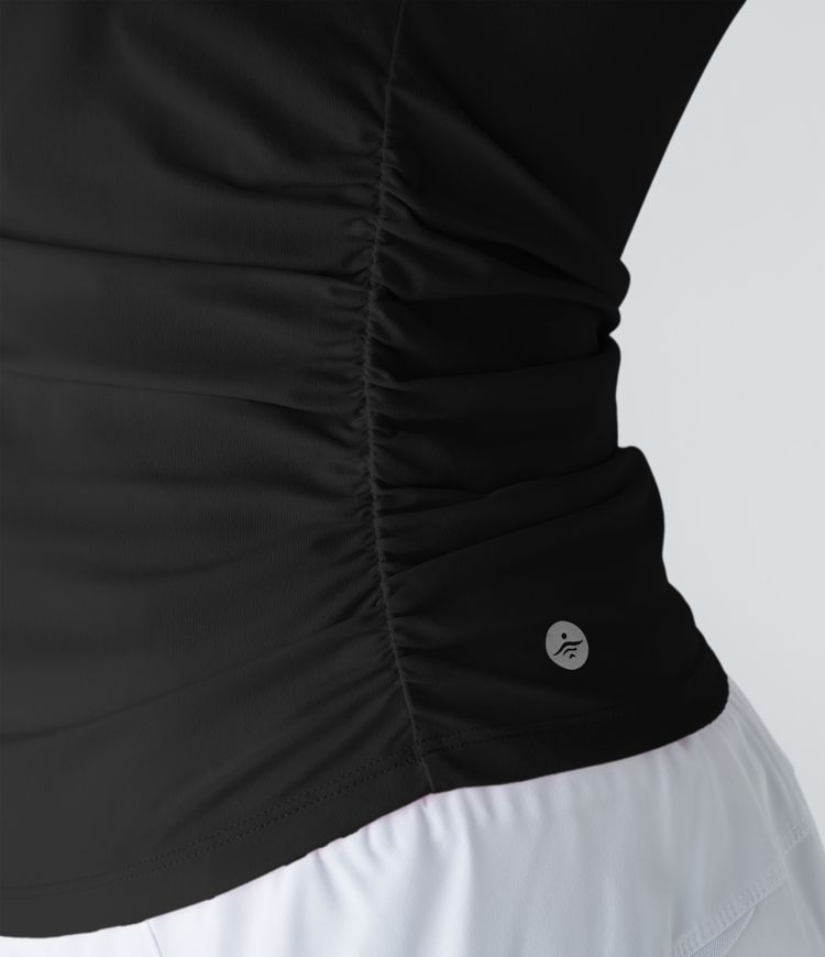 Short Sleeve Cut Out Ruched Workout Sports Top