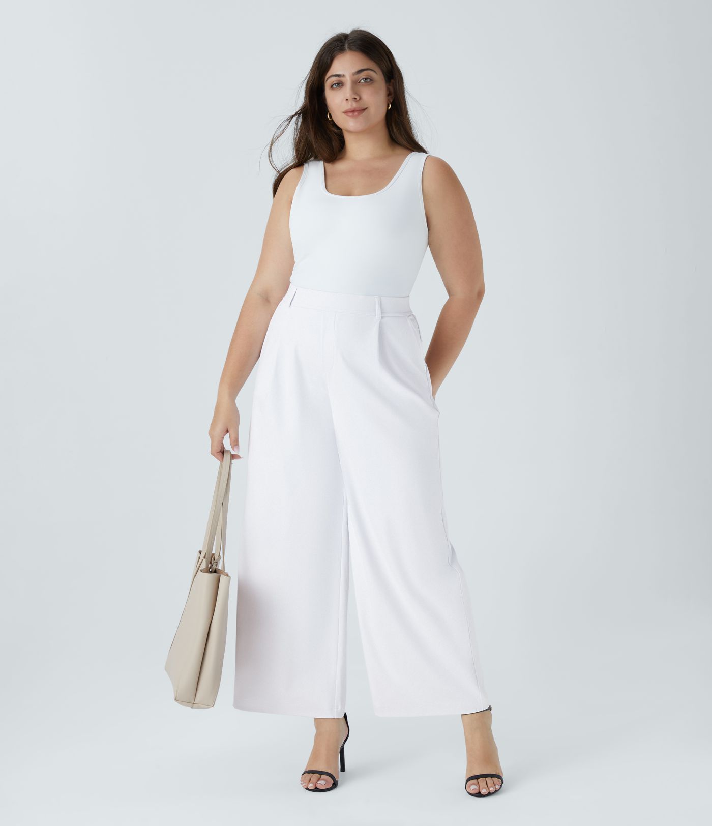 Halara Flex™ High Waisted Pocket Women Straight Wide Leg Baggy Suit Work Plus Size Pants