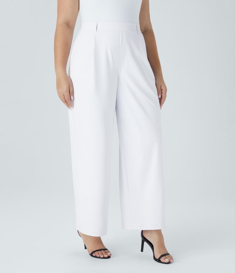 HaloTek Air™ High Waisted Side Pocket Straight Leg Work Plus Size Pants