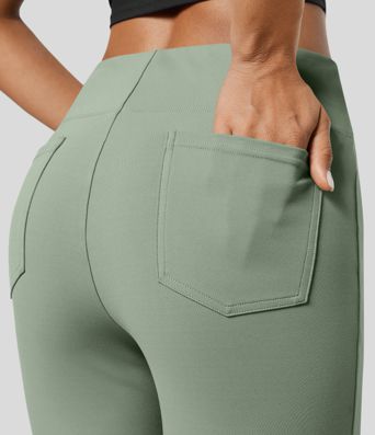 Halara Flex™ Dehnbare Stoffhose mit hohem Bund und Seitentasche hinten