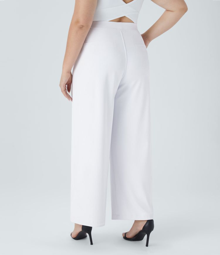 HaloTek Air™ High Waisted Side Pocket Straight Leg Work Plus Size Pants