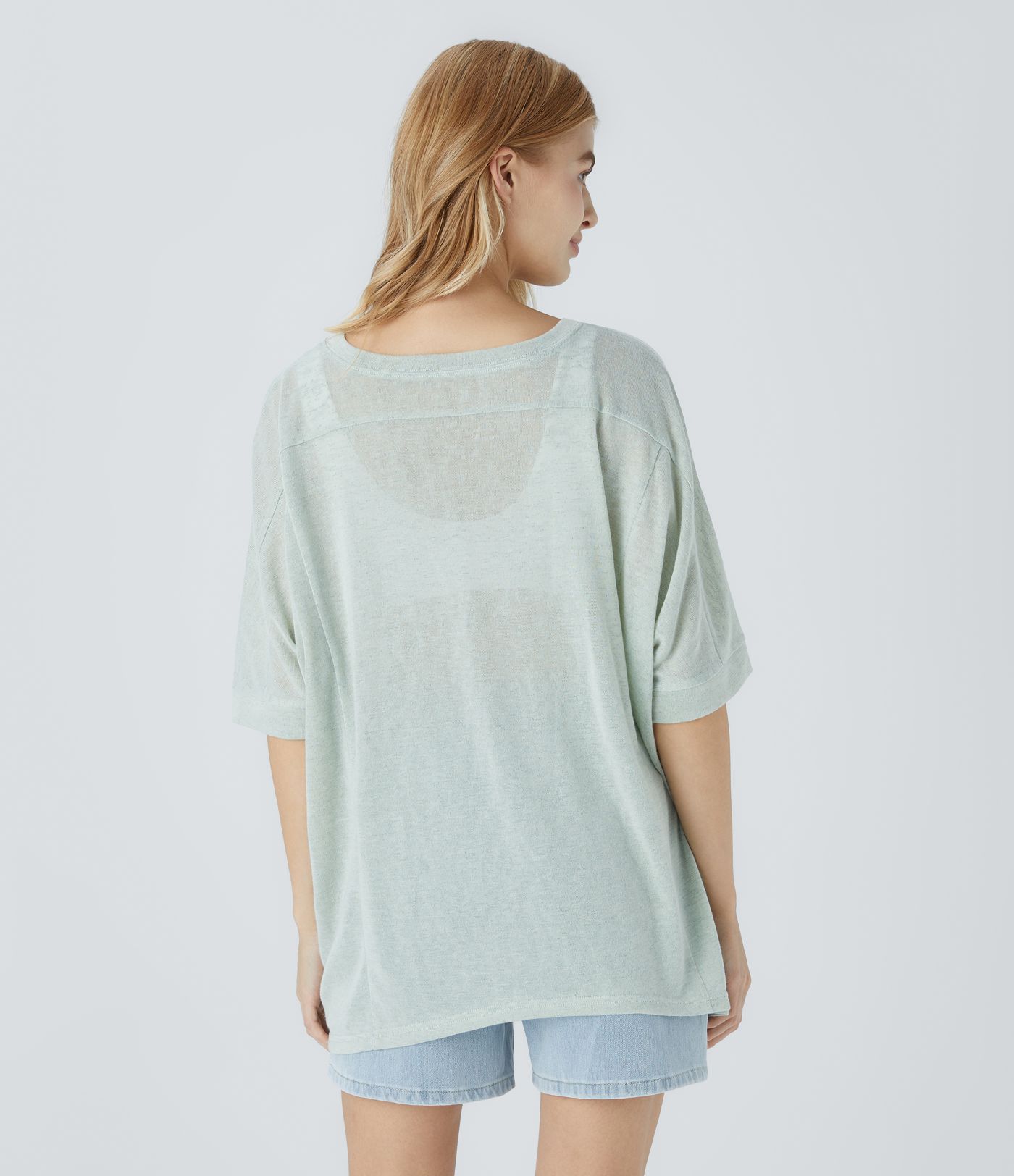 Asymmetrisches, transparentes, Oversize Freizeittop mit geteiltem Saum