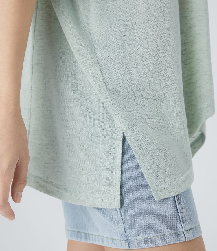 Asymmetrisches, transparentes, Oversize Freizeittop mit geteiltem Saum