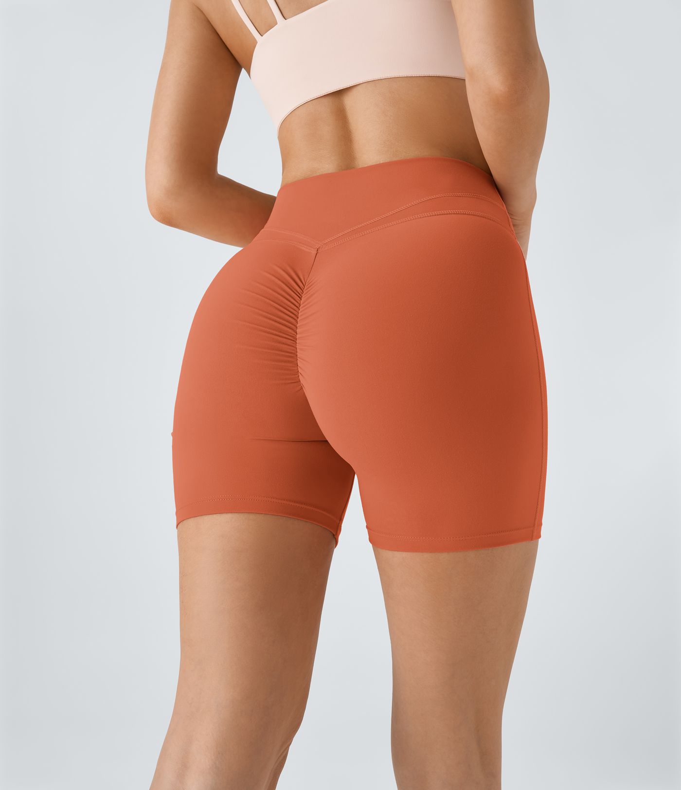 Softlyzero™ Plush Crossover-Yoga-Shorts mit hohem Bund, Scrunch