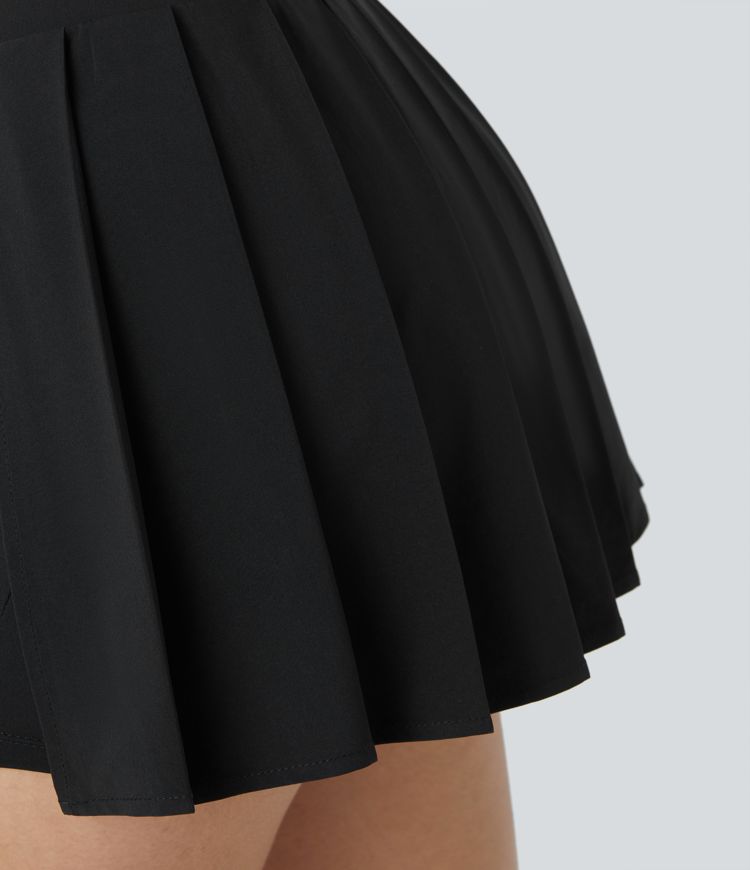 【Anyone more】Gir Pocket Pleated Mini Skirt Amazon.com: Women's Pleated High Waist Ruffle Leaf Skirt