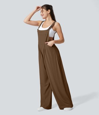 Salopette décontractée avec Bouton de Sangle réglable et Poches Multiples