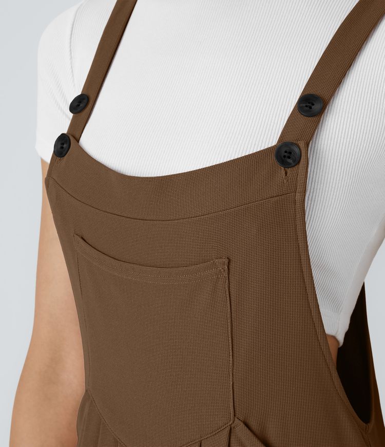 Salopette décontractée avec Bouton de Sangle réglable et Poches Multiples