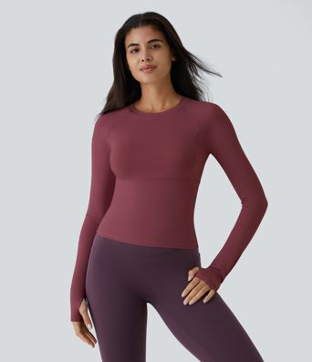 Solid Thumb Hole Yoga Sports Top