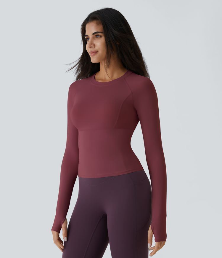 Solid Thumb Hole Yoga Sports Top