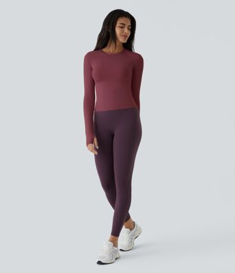 Solid Thumb Hole Yoga Sports Top