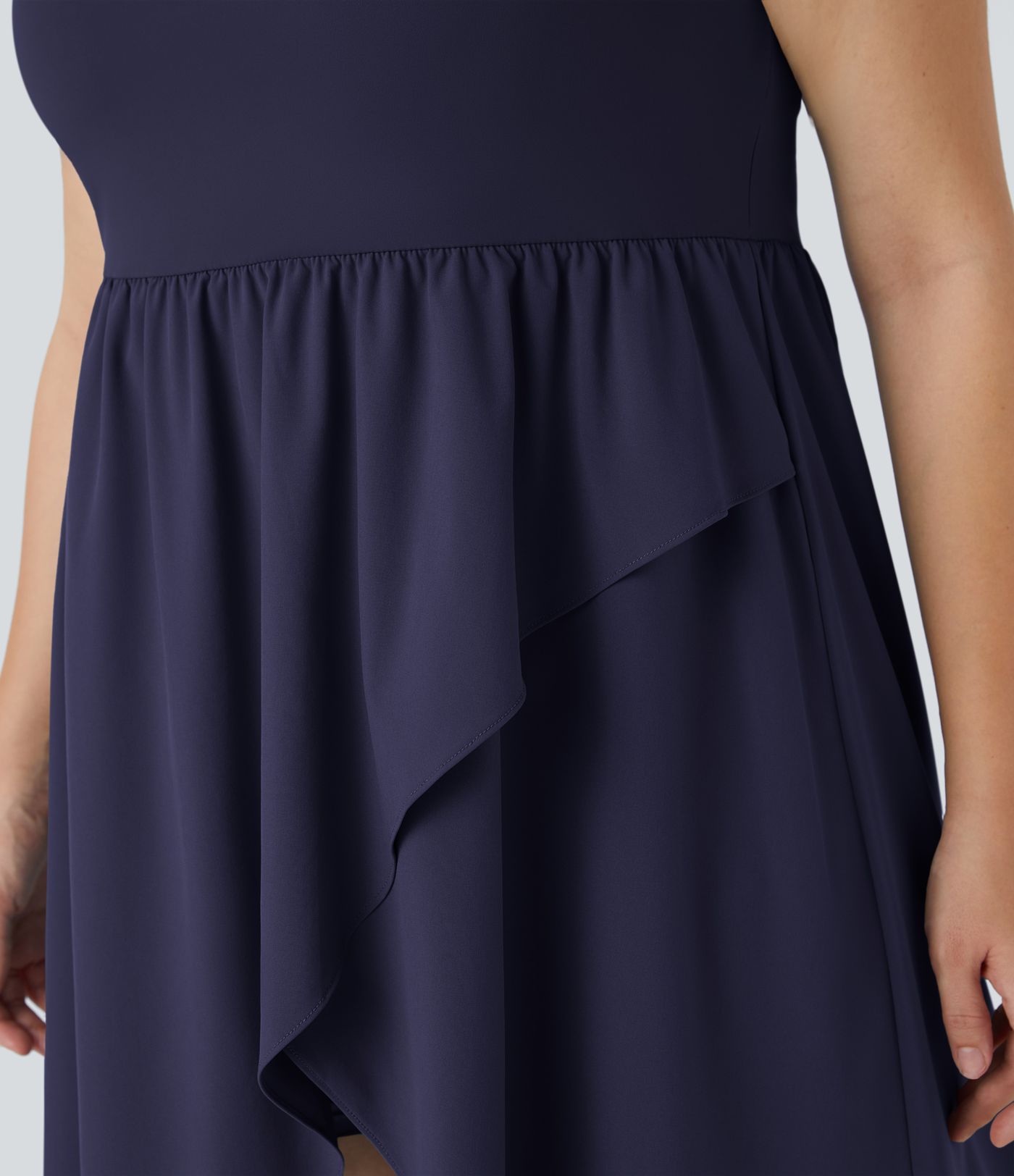 Breezeful™ Vestido Midi sin espalda asimétrico dobladillo cruzado 2 piezas bolsillo lateral fluido secado rápido talla plus