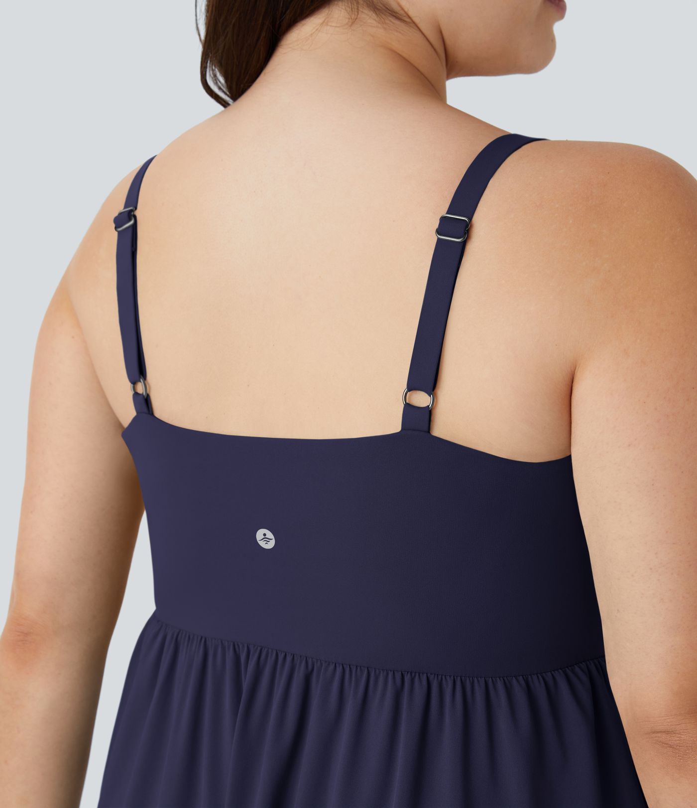 Breezeful™ Vestido Midi sin espalda asimétrico dobladillo cruzado 2 piezas bolsillo lateral fluido secado rápido talla plus