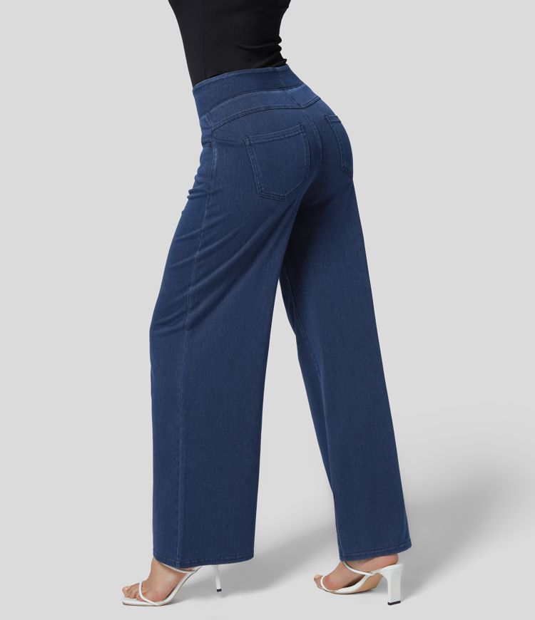 Halara Flex™ High Waisted Pockets Wide Leg Loose Work Jeans