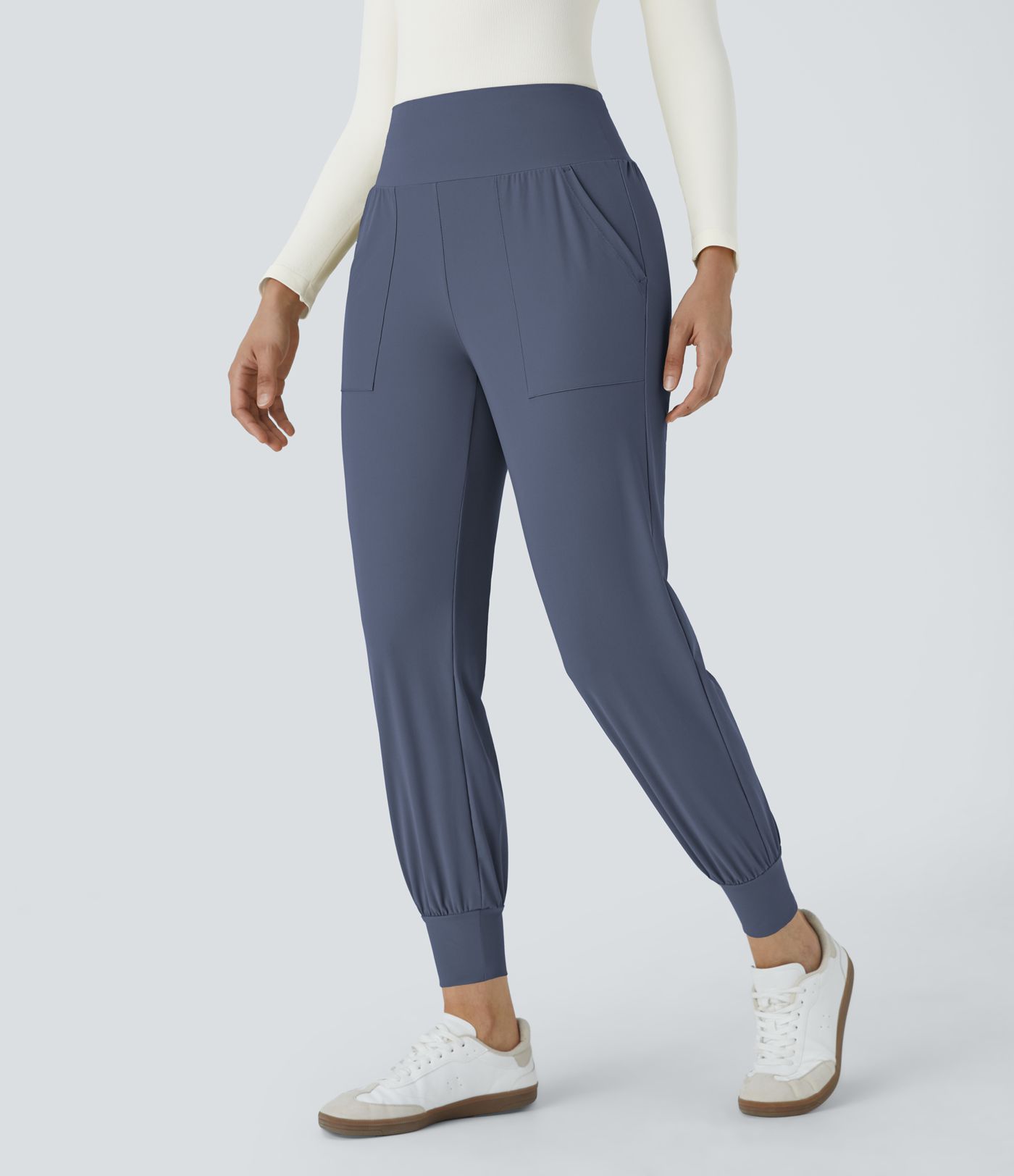 Jogging Casual Uni Taille Haute Poche Latérale 