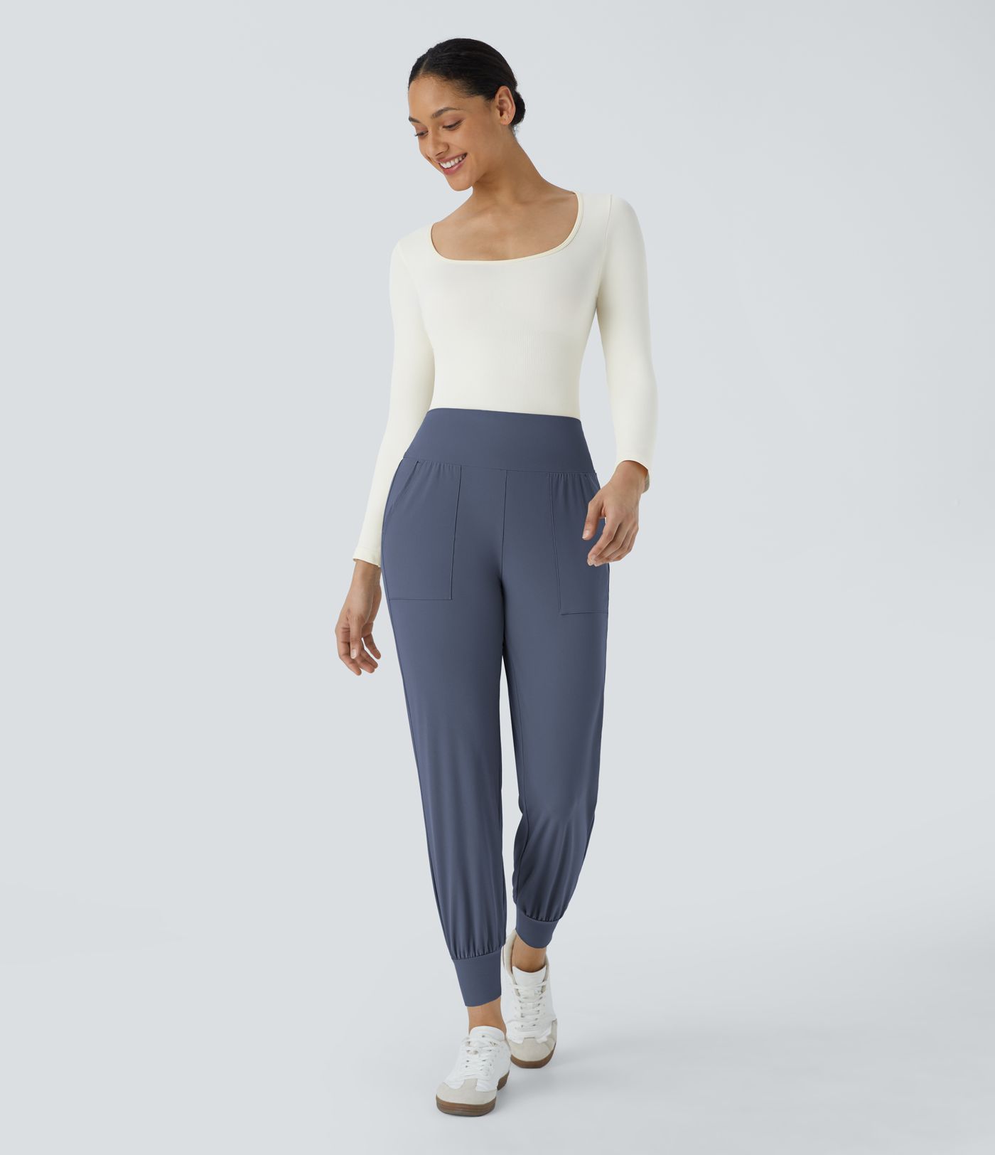 Jogging Casual Uni Taille Haute Poche Latérale 