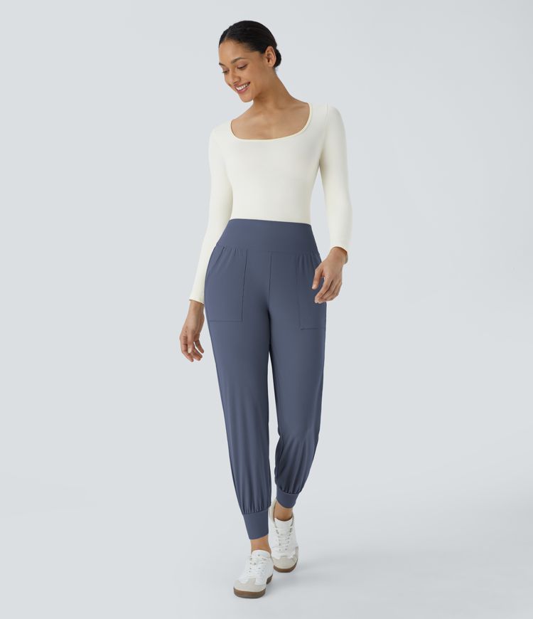 Jogging Casual Uni Taille Haute Poche Latérale 