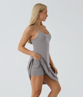 SoftlyZero™ Airy Cut Out 2-in-1 Pocket Cool Touch Longer Active Dress-UPF50+