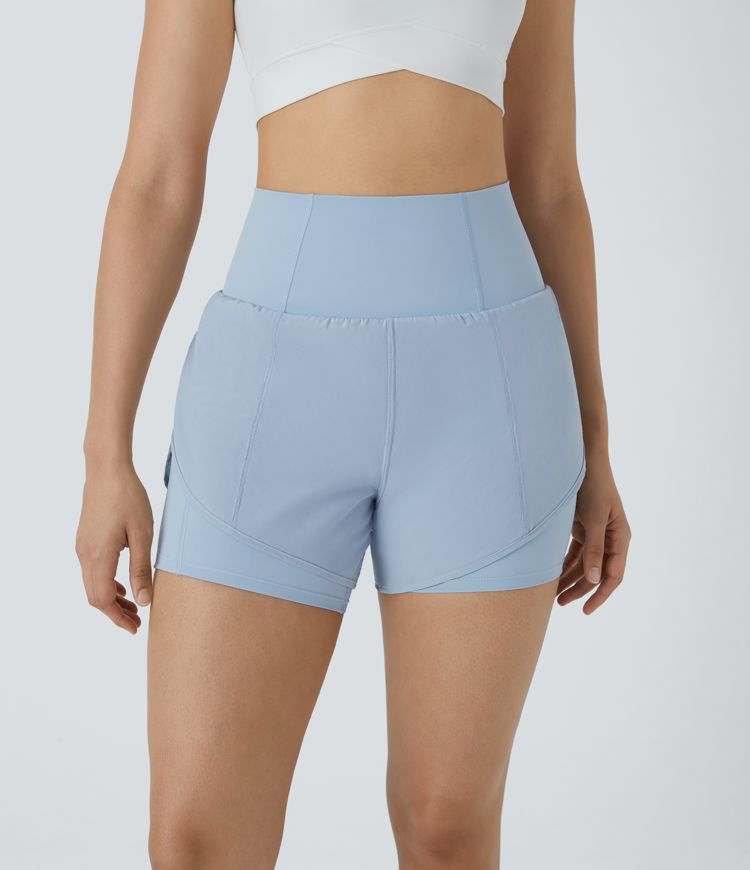 Breezeful™ Super High Waisted Curved Hem 2-in-1 Pocket Quick Dry Yoga Shorts 3.5''