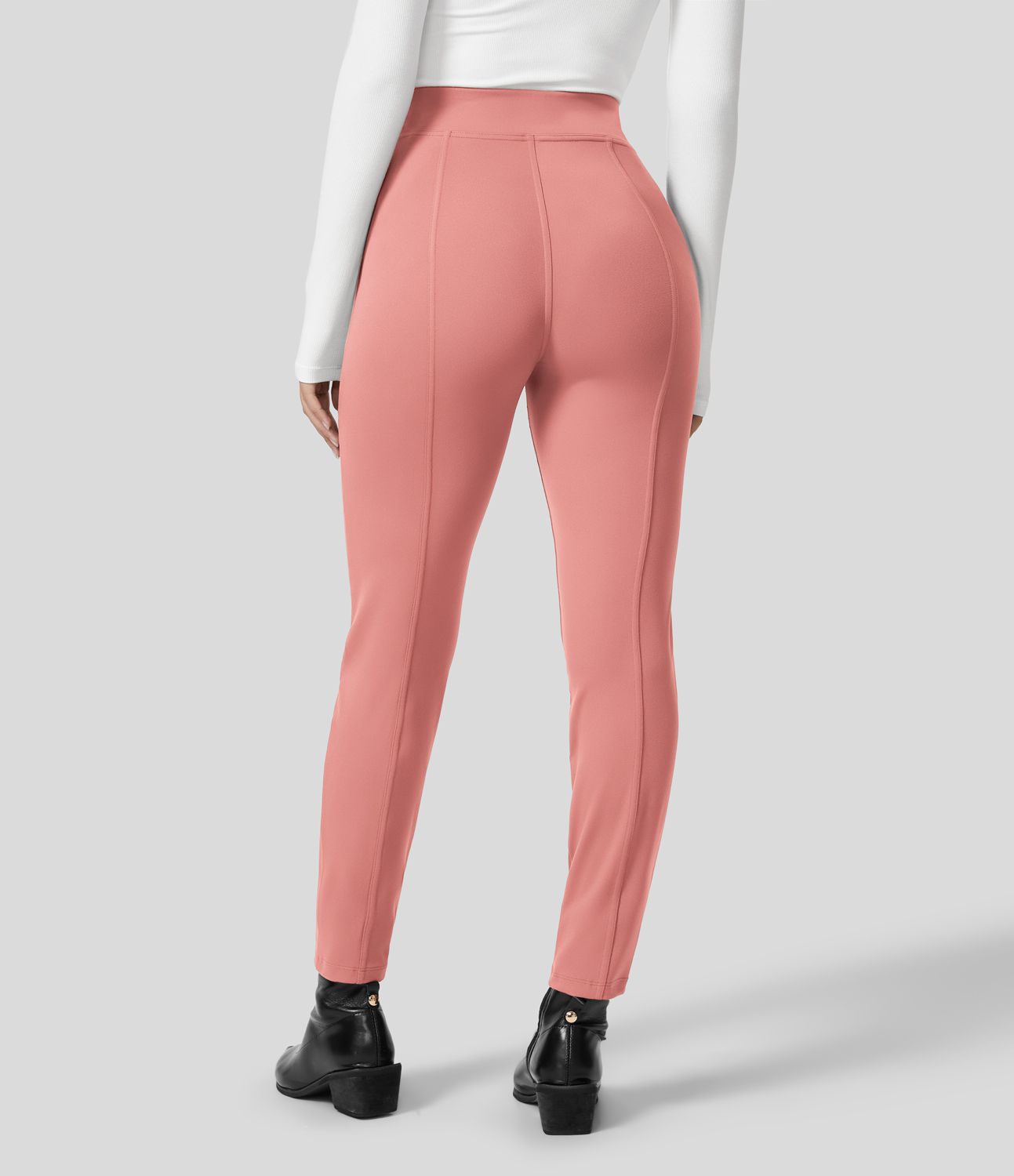 SculptKnit High Waisted Pockets Zipper Casual Slim Trousers