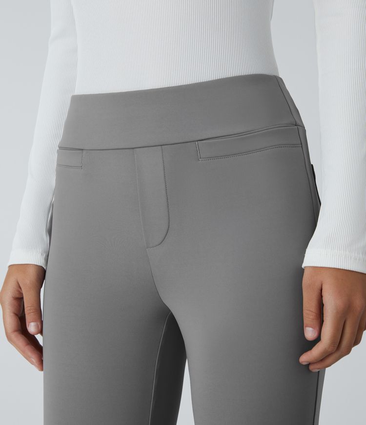 Halara Flex™ Pantalon tailleur taille mi-haute avec poches arrière et bas légèrement évasé