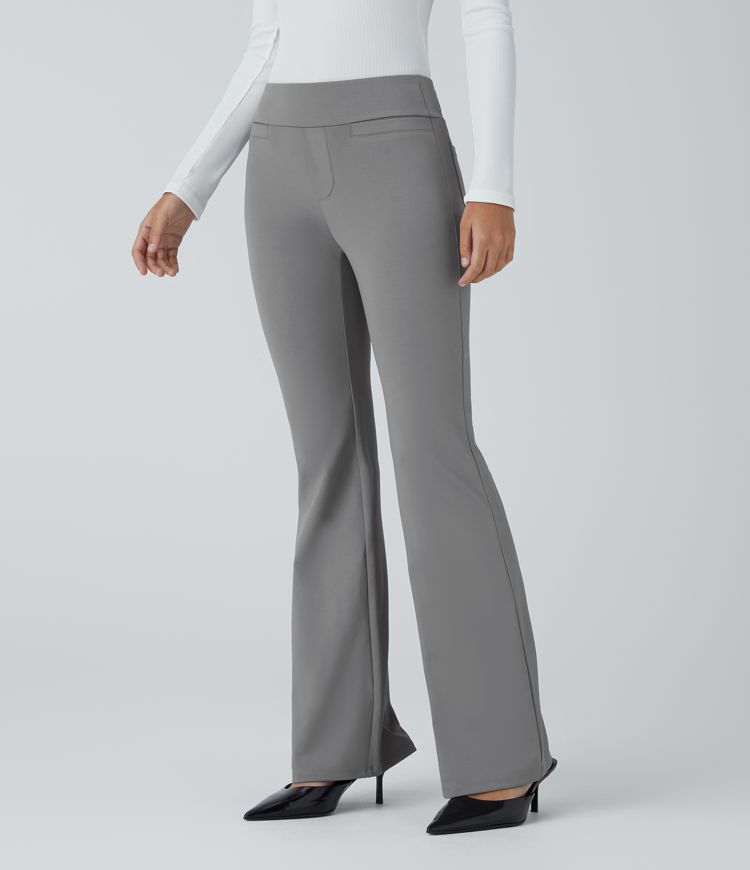 Halara Flex™ Pantalon tailleur taille mi-haute avec poches arrière et bas légèrement évasé