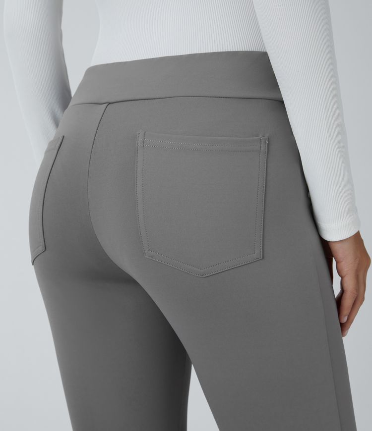 Halara Flex™ Pantalon tailleur taille mi-haute avec poches arrière et bas légèrement évasé