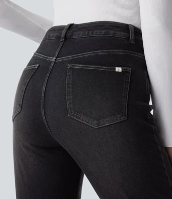 Halara Flex™ Denim Heat High Waisted Pockets Straight Leg Washed Casual Jeans
