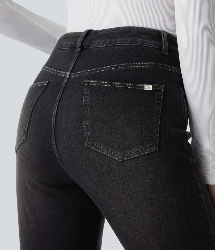 Halara Flex™ Denim Heat High Waisted Pockets Straight Leg Washed Casual Jeans