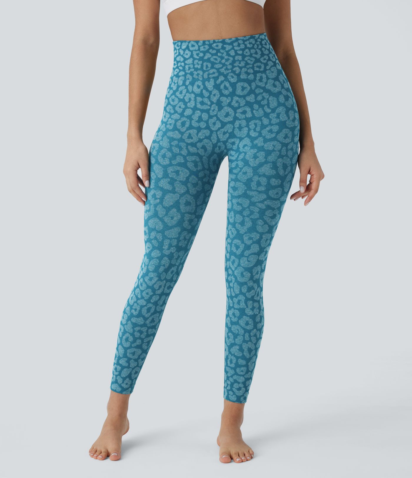 Leggings yoga tiro alto estampado leopardo 7/8 sin costura