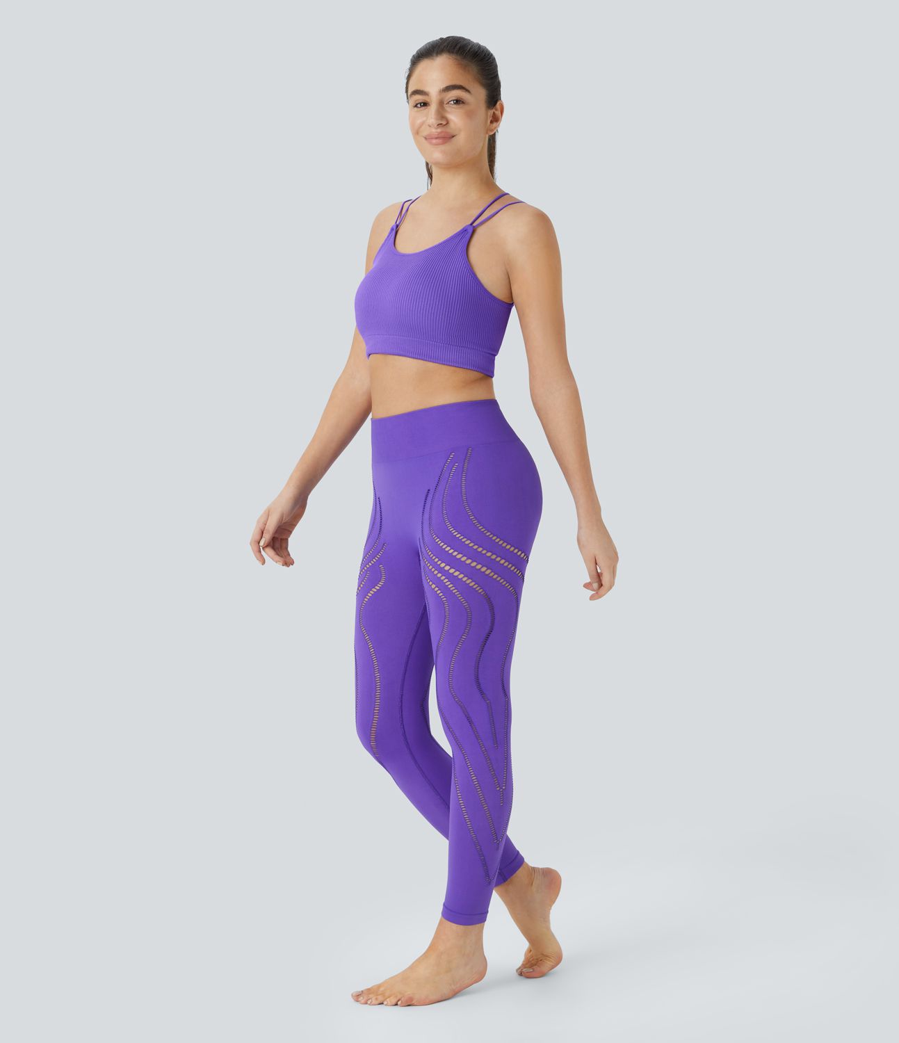 Leggings yoga 7/8 corte tiro alto flujo sin costura
