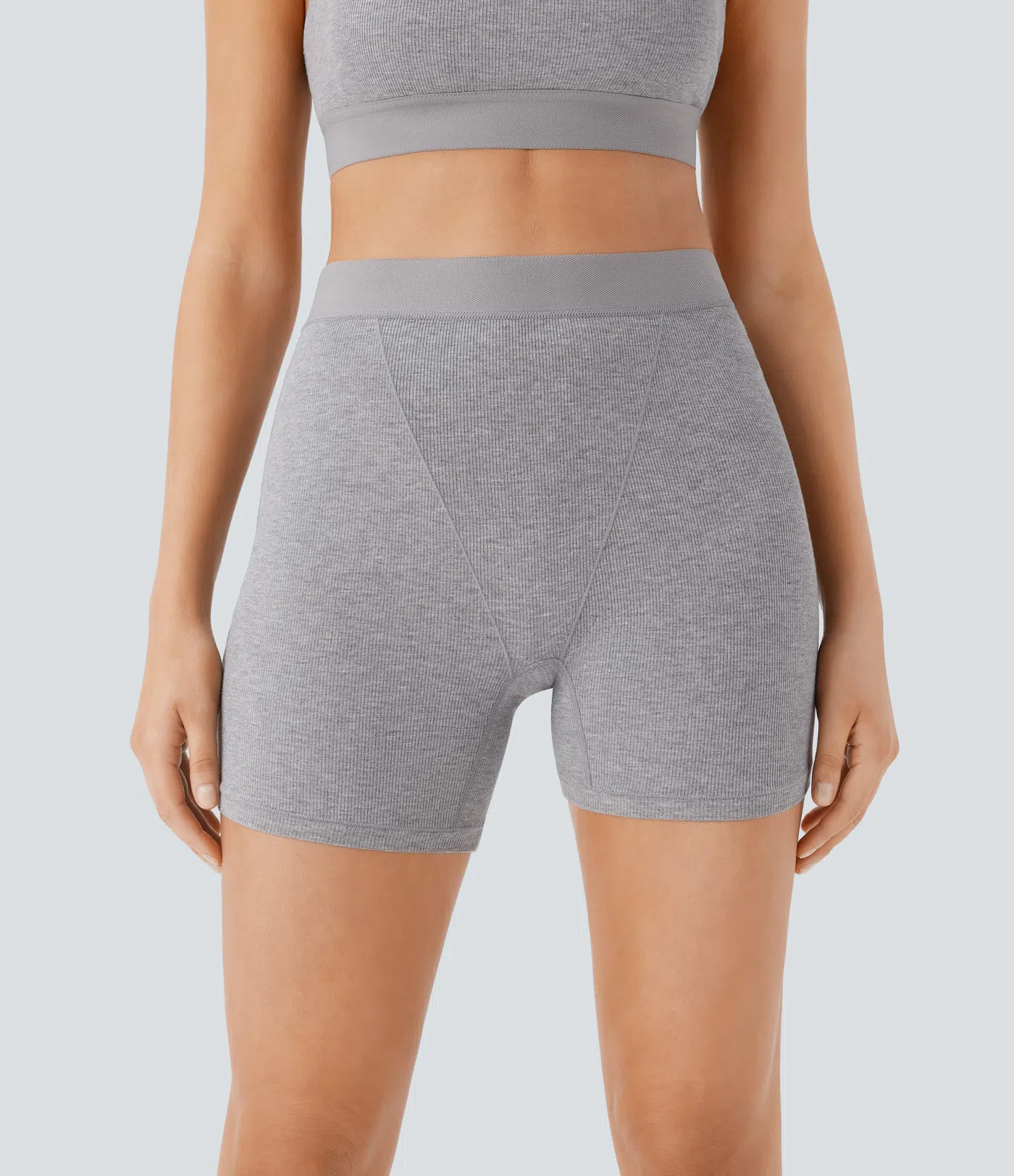 High Stretch Ribbed Knit High Waisted Lounge Biker Shorts 5''