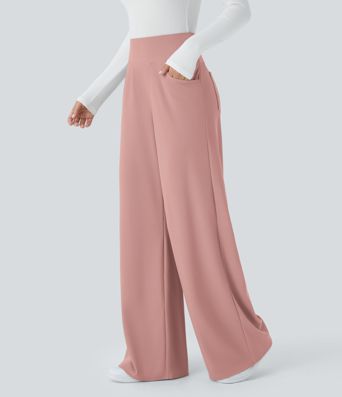 Halara Flex™ High Waisted Tummy Control Pockets Wide Leg Micro Waffle Work Pants