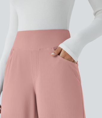 Halara Flex™ High Waisted Tummy Control Pockets Wide Leg Micro Waffle Work Pants