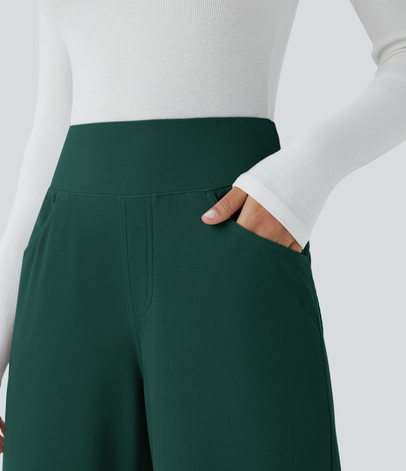 Halara Flex™ - Arbeitshose mit hohem Bund, Seitentaschen, Bauchkontrolle, Mikrowaffelstoff und weitem Bein