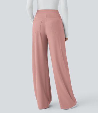 Halara Flex™ High Waisted Tummy Control Pockets Wide Leg Micro Waffle Work Pants