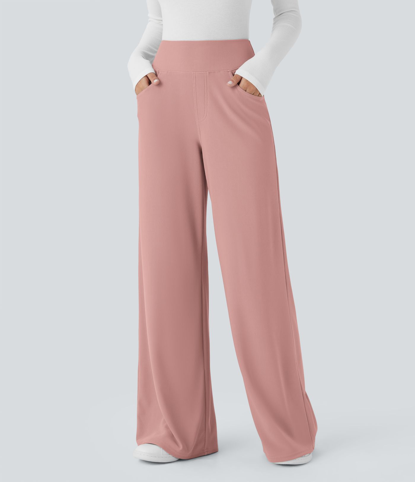 Halara Flex™ High Waisted Tummy Control Pockets Wide Leg Micro Waffle Work Pants