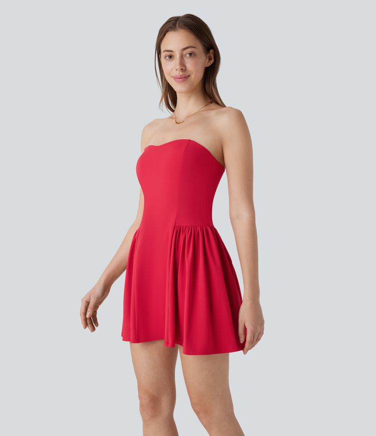 Mini Vestido Softlyzero™ Airy fiesta vuelo tirante ajustable extraíble tube tacto fresco