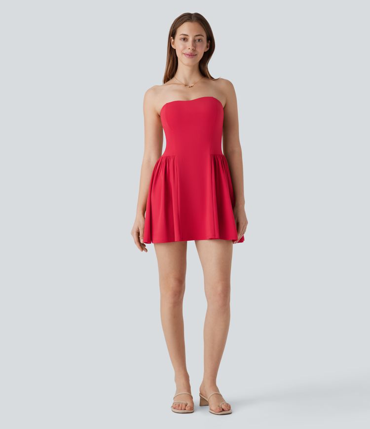 Mini Vestido Softlyzero™ Airy fiesta vuelo tirante ajustable extraíble tube tacto fresco