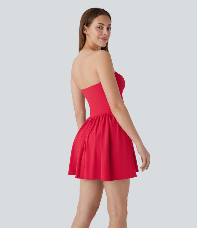 Mini Vestido Softlyzero™ Airy fiesta vuelo tirante ajustable extraíble tube tacto fresco