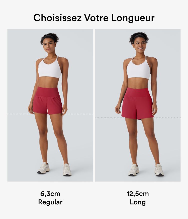 Short 7,5cm Yoga 2 en 1 Super Taille Haute Poches Arrière Poches Cachées Latérales 