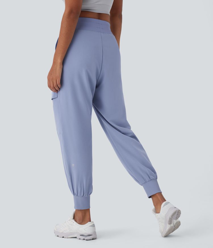 High Waisted Multiple Pockets Running Cargo Joggers