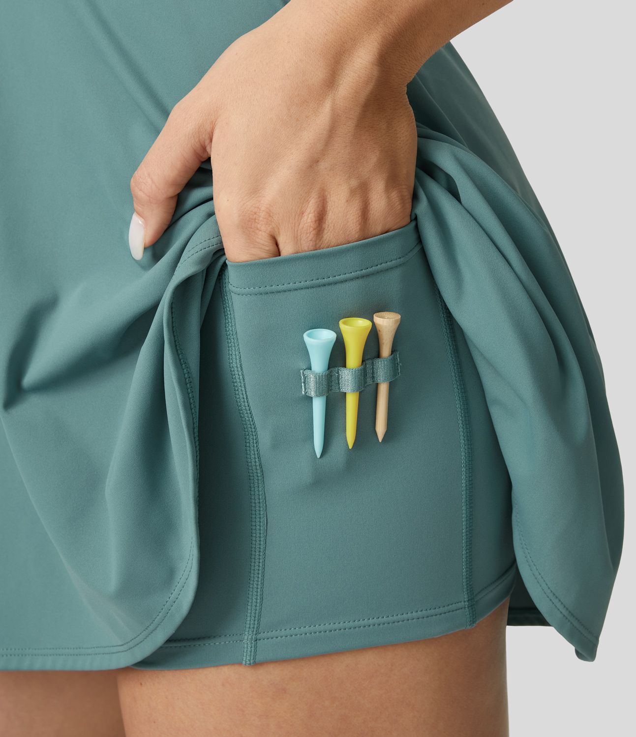 Softlyzero™ Airy Polo Collar 2-Piece Pocket Cool Touch Flare Mini Golf Active Dress - Golf Tee Pocket