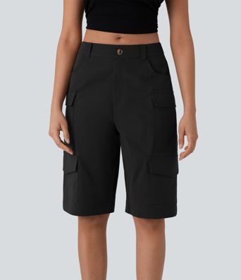 Bermudas cargo múltiple bolsillo tiro medio