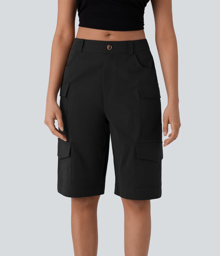 Bermudas cargo múltiple bolsillo tiro medio