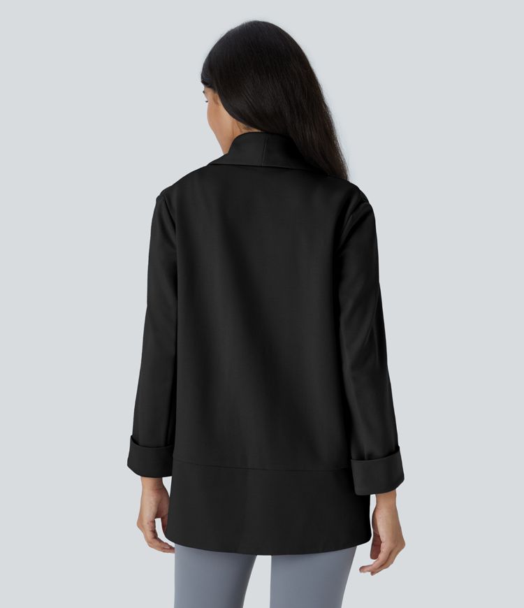 Blazer oficina bolsillo lateral manga larga frente abierto